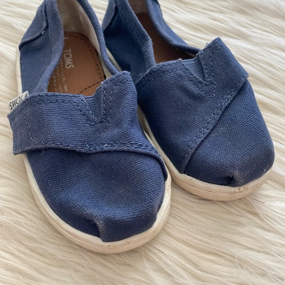 Toms Kids Blue Canvas Alpargata Slip-On Baby Shoes